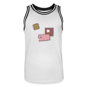 Flicken Reparatur Patchwork Stern Nähen Naht Nadel - Männer Basketball-Trikot - Weiß/Schwarz - Vorne - AI Model Male 185 dark (185cm)