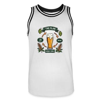 IPAlot when I drink - The Plan for the evening - Men's Basketball Jersey - white/black - Front - AI Model Male 185 dark (185cm)