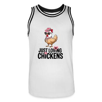 I Love My Chickens - Funny Chickens Cartoon - Men's Basketball Jersey - white/black - Front - AI Model Male 185 dark (185cm)