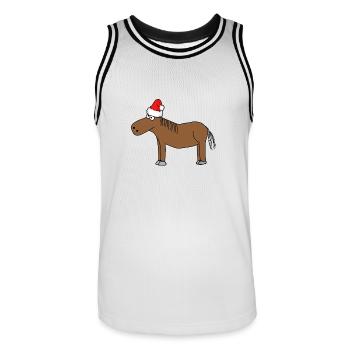 Christmas | Merry Christmas horse riding pony - Men's Basketball Jersey - white/black - Front - AI Model Male 185 dark (185cm)