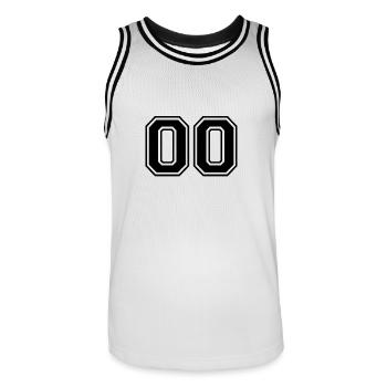00 - Collegestyle Sportswear Motiv - Männer Basketball-Trikot - Weiß/Schwarz - Vorne - AI Model Male 185 dark (185cm)