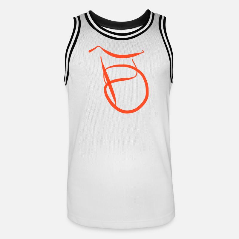 Oranger B auf schwarzem Pullover - Männer Basketball-Trikot - Weiß/Schwarz