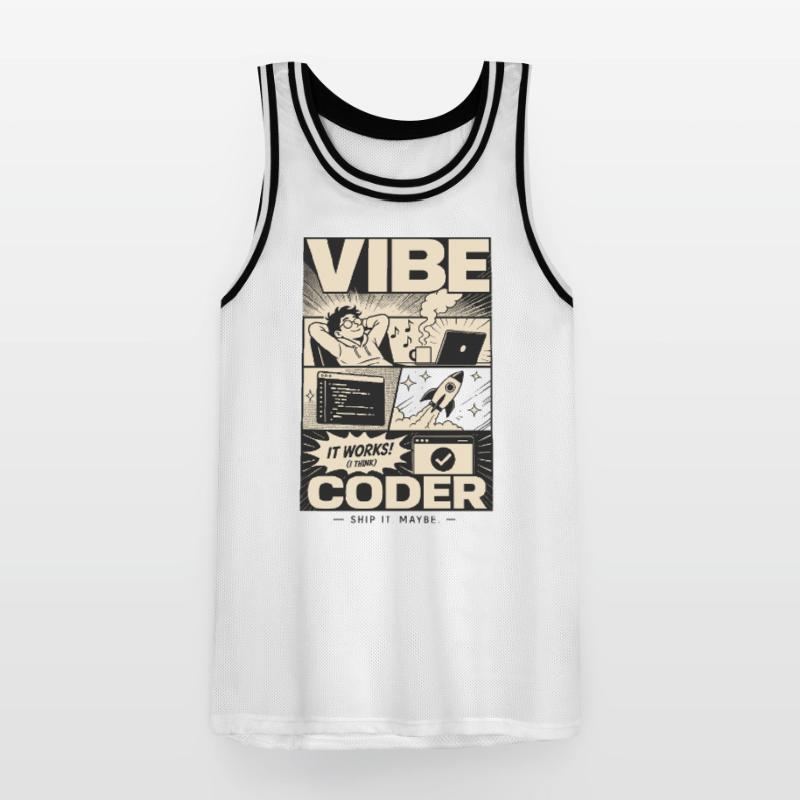 Vibe Coder Programmer Humor Männer Basketball-Trikot