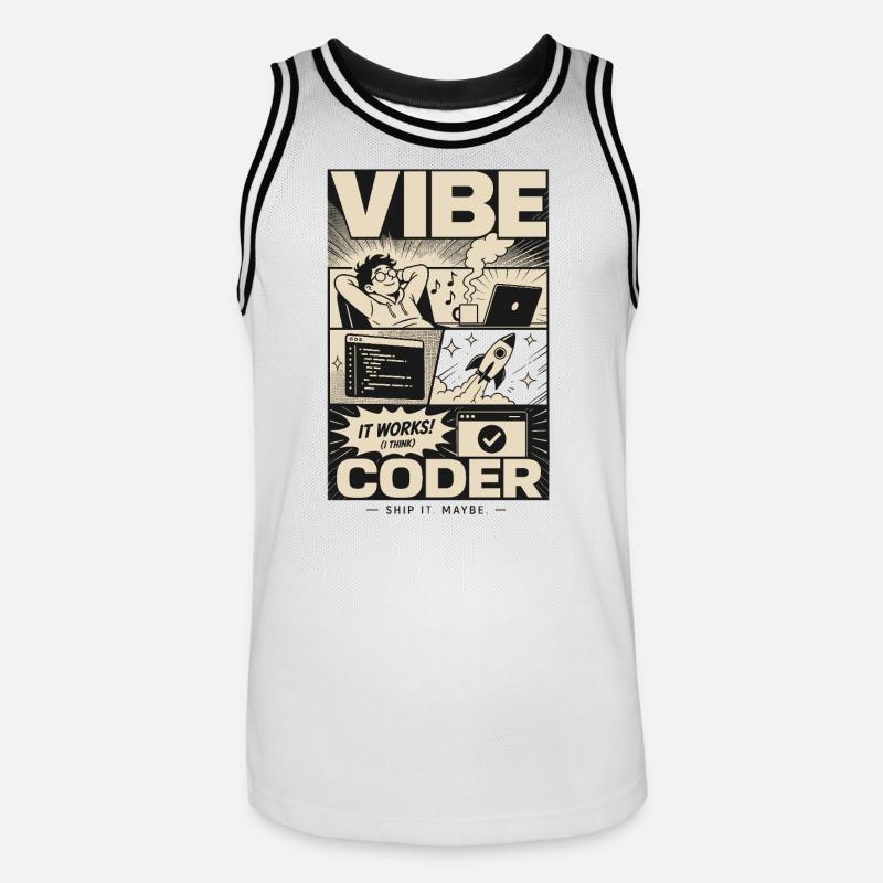 Vibe Coder Programmer Humor - Men's Basketball Jersey - white/black