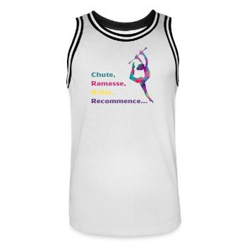 Chute-_Ramasse-_Recommence-- - Maillot de basket Homme - blanc/noir - Devant - AI Model Male 185 dark (185cm)
