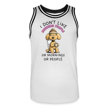 Grumpy Poodle Morning People Funny Dog - Men's Basketball Jersey - white/black - Front - AI Model Male 185 dark (185cm)
