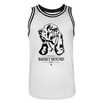 Basset Hound Dad Hunde Hund Wilsigns - Männer Basketball-Trikot - Weiß/Schwarz - Vorne - AI Model Male 185 dark (185cm)