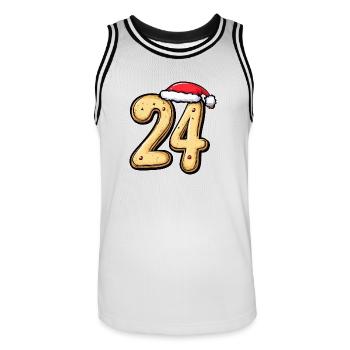 24 Numéro Noël - Maillot de basket Homme - blanc/noir - Devant - AI Model Male 185 dark (185cm)