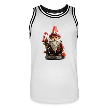 Gartenzwerg mit roter Mütze - Männer Basketball-Trikot - Weiß/Schwarz - Vorne - AI Model Male 185 dark (185cm)