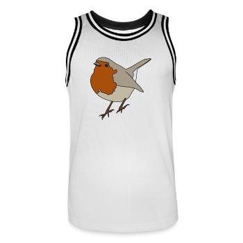 Rouge-gorge - Maillot de basket Homme - blanc/noir - Devant - AI Model Male 185 dark (185cm)