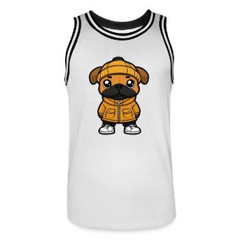 Dessin animé de chien boxeur - Maillot de basket Homme - blanc/noir - Devant - AI Model Male 185 dark (185cm)