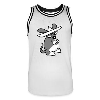 Maus großer Hut Sombrero Traurig Müde Gelangweilt - Männer Basketball-Trikot - Weiß/Schwarz - Vorne - AI Model Male 185 dark (185cm)