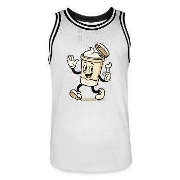 Cream Mug Comic - Men's Basketball Jersey - white/black - Front - AI Model Male 185 dark (185cm)