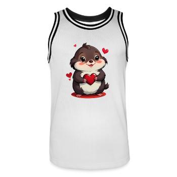 Verschenke diesen süßen Maulwurf zum Valentinstag - Männer Basketball-Trikot - Weiß/Schwarz - Vorne - AI Model Male 185 dark (185cm)