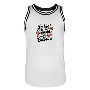 La vie est trop courte pour compter les calories - Maillot de basket Homme - blanc/noir - Devant - AI Model Male 185 dark (185cm)
