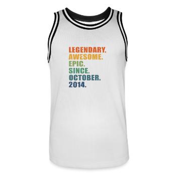 9e anniversaire, octobre 2014, 9e anniversaire - Maillot de basket Homme - blanc/noir - Devant - AI Model Male 185 dark (185cm)