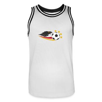 Deutschland Fußball - Männer Basketball-Trikot - Weiß/Schwarz - Vorne - AI Model Male 185 dark (185cm)