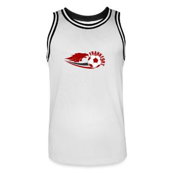 Frankfurt Fußball - Männer Basketball-Trikot - Weiß/Schwarz - Vorne - AI Model Male 185 dark (185cm)