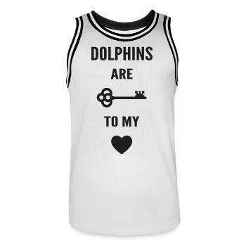 Dolphins are the key to my heart - Men's Basketball Jersey - white/black - Front - AI Model Male 185 dark (185cm)