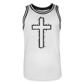 Croix (V) - Maillot de basket Homme - blanc/noir - Devant - AI Model Male 185 dark (185cm)