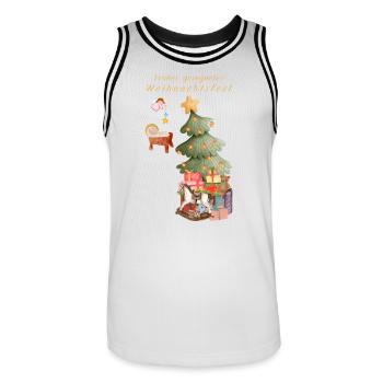 Frohes gesegnetes Weihnachtsfest beige Christbaum - Männer Basketball-Trikot - Weiß/Schwarz - Vorne - AI Model Male 185 dark (185cm)