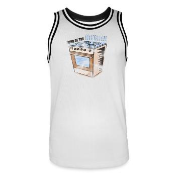 Stove - - Kitchen | King of the kitchen - Men's Basketball Jersey - white/black - Front - AI Model Male 185 dark (185cm)