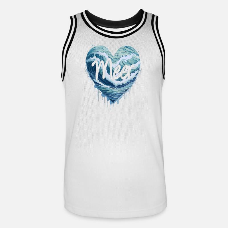 Das Meer im Herzen - Männer Basketball-Trikot - Weiß/Schwarz