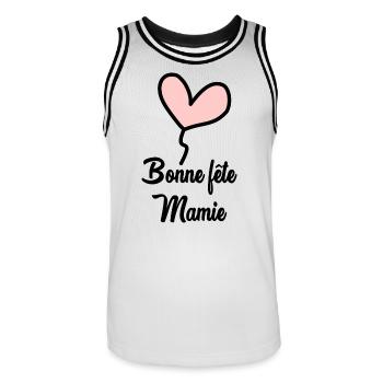 GRANNY. MOTHER'S DAY. HAPPY GRANNY'S DAY. I LOVE YOU - Men's Basketball Jersey - white/black - Front - AI Model Male 185 dark (185cm)