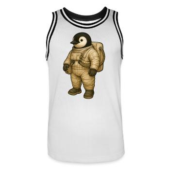 Mignon pingouin astronaute dans l’aventure spatiale - Maillot de basket Homme - blanc/noir - Devant - AI Model Male 185 dark (185cm)