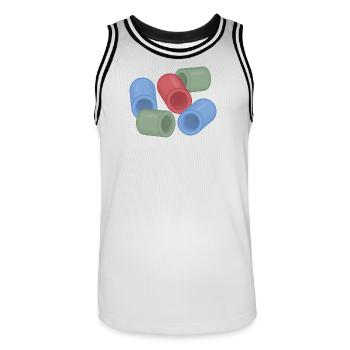 Abstract Color Capsules Ironing Beads - Men's Basketball Jersey - white/black - Front - AI Model Male 185 dark (185cm)