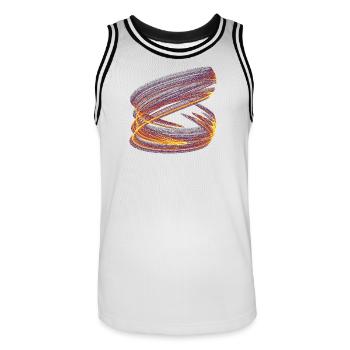 Light Vortex of Chaos – Strange Attractor - Men's Basketball Jersey - white/black - Front - AI Model Male 185 dark (185cm)