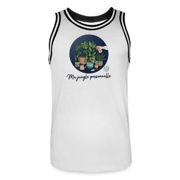 Ma jungle personnelle - Plante verte & Jardinage - Maillot de basket Homme - blanc/noir - Devant - AI Model Male 185 dark (185cm)