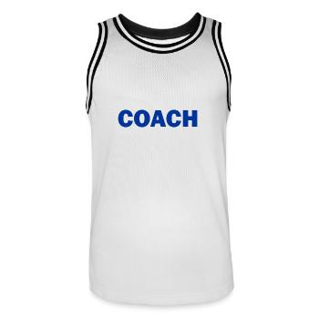 Coach - Männer Basketball-Trikot - Weiß/Schwarz - Vorne - AI Model Male 185 dark (185cm)