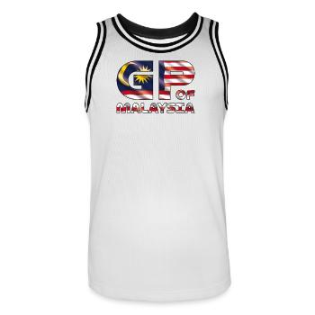 malaysia_gp - Men's Basketball Jersey - white/black - Front - AI Model Male 185 dark (185cm)