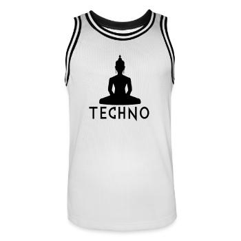 Musique techno - Maillot de basket Homme - blanc/noir - Devant - AI Model Male 185 dark (185cm)