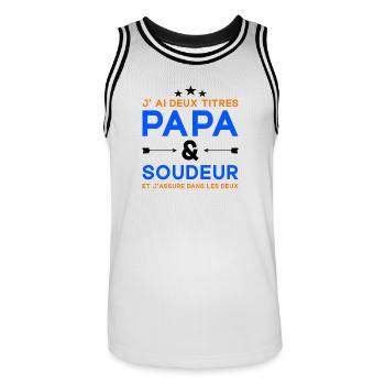 J'ai Deux Titres Papa et Soudeur Humour Soudure - Maillot de basket Homme - blanc/noir - Devant - AI Model Male 185 dark (185cm)