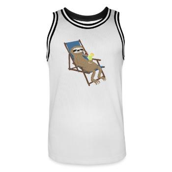 Faultier_Liegestuhl - Männer Basketball-Trikot - Weiß/Schwarz - Vorne - AI Model Male 185 dark (185cm)