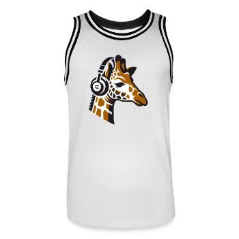 Giraffe mit Kopfhörern - Männer Basketball-Trikot - Weiß/Schwarz - Vorne - AI Model Male 185 dark (185cm)