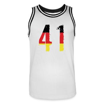 Maillot 41 Numéro Allemagne - Maillot de basket Homme - blanc/noir - Devant - AI Model Male 185 dark (185cm)