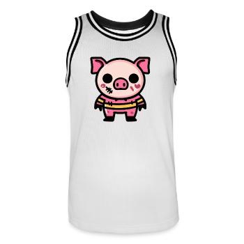 Cochon Halloween Bande dessinée Zombie - Maillot de basket Homme - blanc/noir - Devant - AI Model Male 185 dark (185cm)