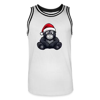Gorilla Weihnachten Christmas - Men's Basketball Jersey - white/black - Front - AI Model Male 185 dark (185cm)