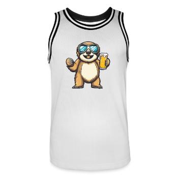 Faultier Ski Bier - Männer Basketball-Trikot - Weiß/Schwarz - Vorne - AI Model Male 185 dark (185cm)