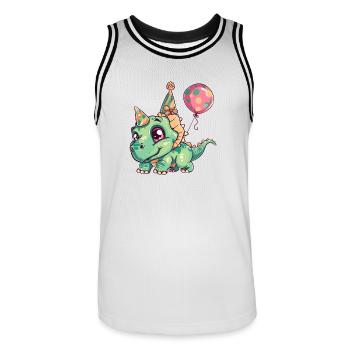 dinosaure tricératops anniversaire bébé - Maillot de basket Homme - blanc/noir - Devant - AI Model Male 185 dark (185cm)