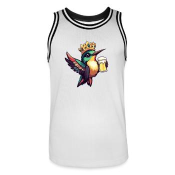 Kolibri Vogel Bier Lustig - Männer Basketball-Trikot - Weiß/Schwarz - Vorne - AI Model Male 185 dark (185cm)