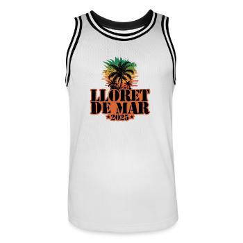 Lloret De Mar 2025 Palmen - Männer Basketball-Trikot - Weiß/Schwarz - Vorne - AI Model Male 185 dark (185cm)