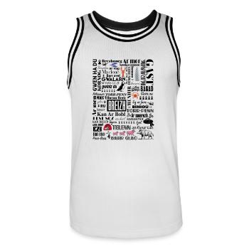 LES MOTS DE LA BRETAGNE - Breizh - BZH -2 - Maillot de basket Homme - blanc/noir - Devant - AI Model Male 185 dark (185cm)