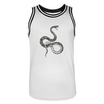 Schlange / Snake - Männer Basketball-Trikot - Weiß/Schwarz - Vorne - AI Model Male 185 dark (185cm)