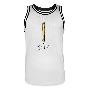 Stift - Azubi in der Lehre - Männer Basketball-Trikot - Weiß/Schwarz - Vorne - AI Model Male 185 dark (185cm)
