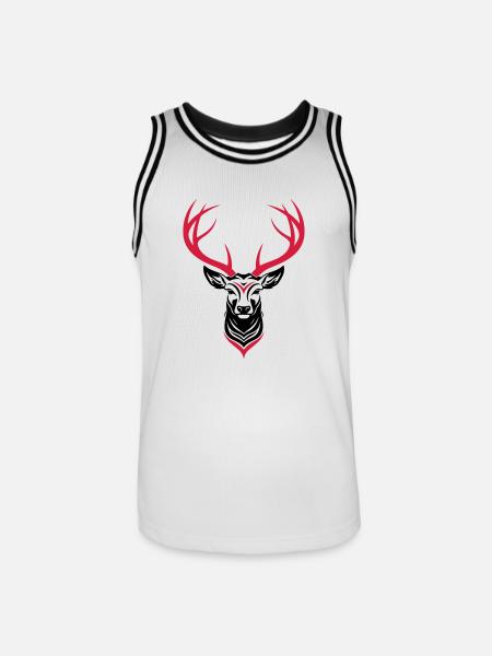 Deer Head - Men's Basketball Jersey - white/black