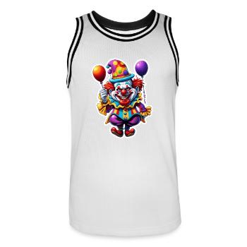 Clown / Zirkus / Fasching / Karneval / verspielt - Männer Basketball-Trikot - Weiß/Schwarz - Vorne - AI Model Male 185 dark (185cm)